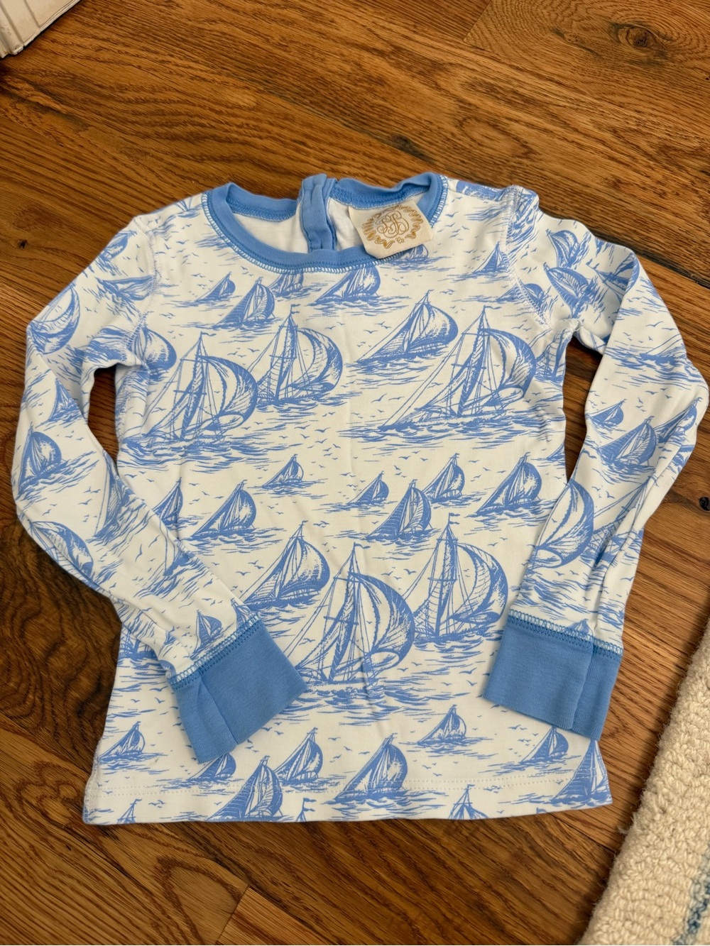 The Beaufort Bonnet Company TBBC Sailboat toile print Pajama Long Sleeve Top 4T